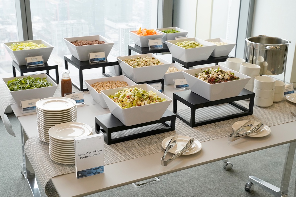 build your own protein bowl station for office lunch catering by paramount events in chicago