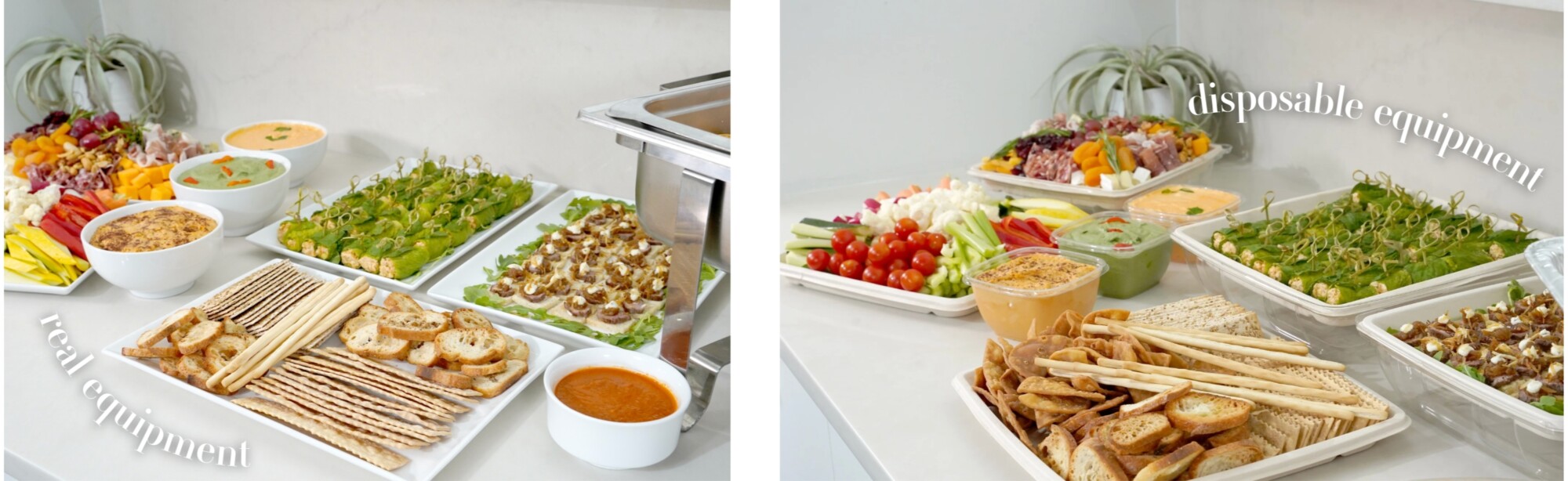 disposable wares available for upgrades for hybrid catering